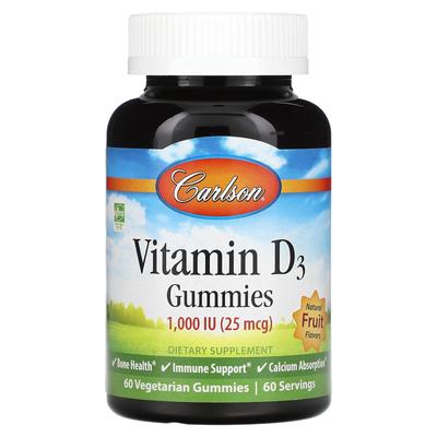 Vitamin D3 Gummies, Natural Fruit Flavor, 1,000 Iu, 60 Gummies