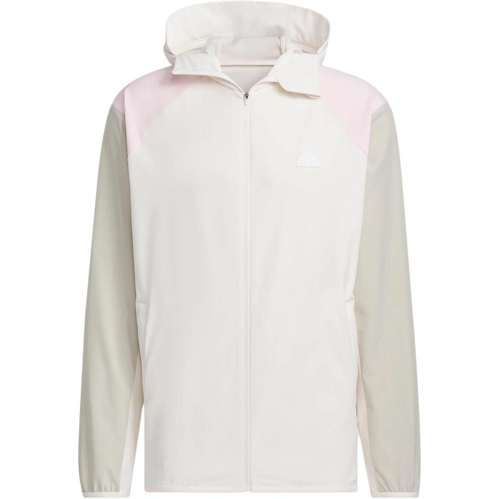 Adidas Hooded Casual Zip-Up Long Sleeve Jacket Unisex Jacket Pink White JJ1305