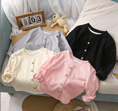 Frühlings Kinder Basishemd Elastischer Knopf Warm Langärmeliges Oberteil