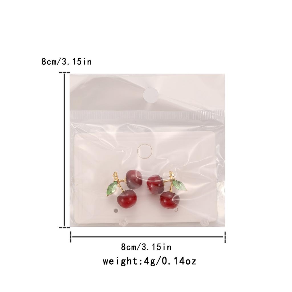 Trendy and fashionable summer sweet red cherry full diamond earrings, simple earrings, niche high-end feel