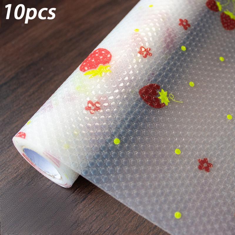 10Pcs EVA Refrigerator Mats Oil Resistant Cuttable Cabinet Drawer Mats Easy Clean Placemats Thermal Insulation Coasters