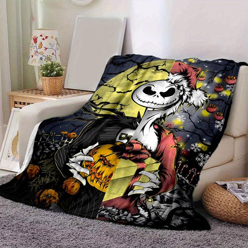 1pc, Cozy Home Decor: Jack Skellington's Festive Split Design Blanket Perfect Gift for Bedroom, Living Room, Travel, Camping, Car