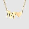 Retro Metal Heart 'M' Necklace & Bracelet Set for Women - European & American Letter Jewelry