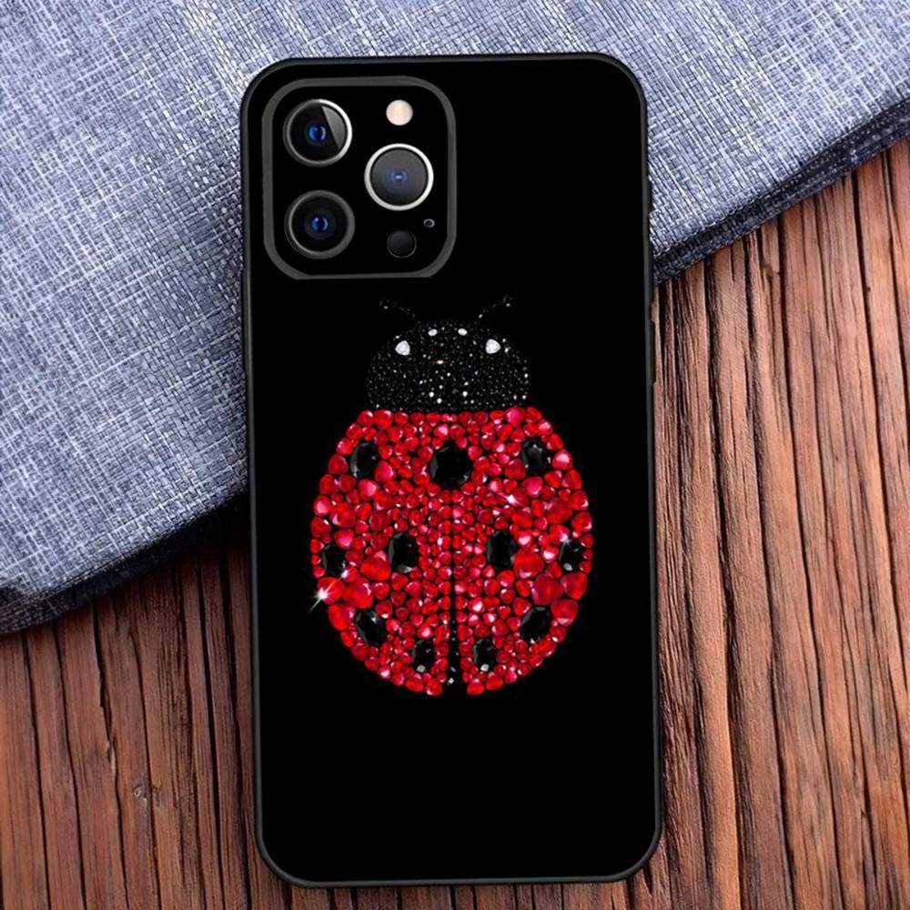 Insect Beautiful Ladybugs Phone Case For iPhone 16,15,14,13,12,11,Pro,X,XS,Max,XR,Plus,Mini Black Soft Silicone Case