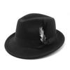 Sombrero de Fieltro para Hombre Vintage Trilby de Ala Corta Ligero Sombrero de Panamá con Pluma