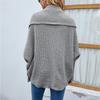 Autumn Winter Vintage Loose Long Sleeve Top Solid Color Cardigan Knitwear V-Neck Sweater