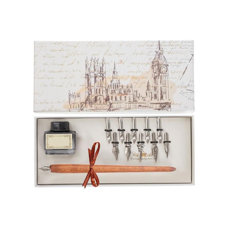 Dip Pen Holder with Nibs English Calligraphy Dip Pen Point Holder Oblique Pen Nib Holder for Drawing Writing Shading