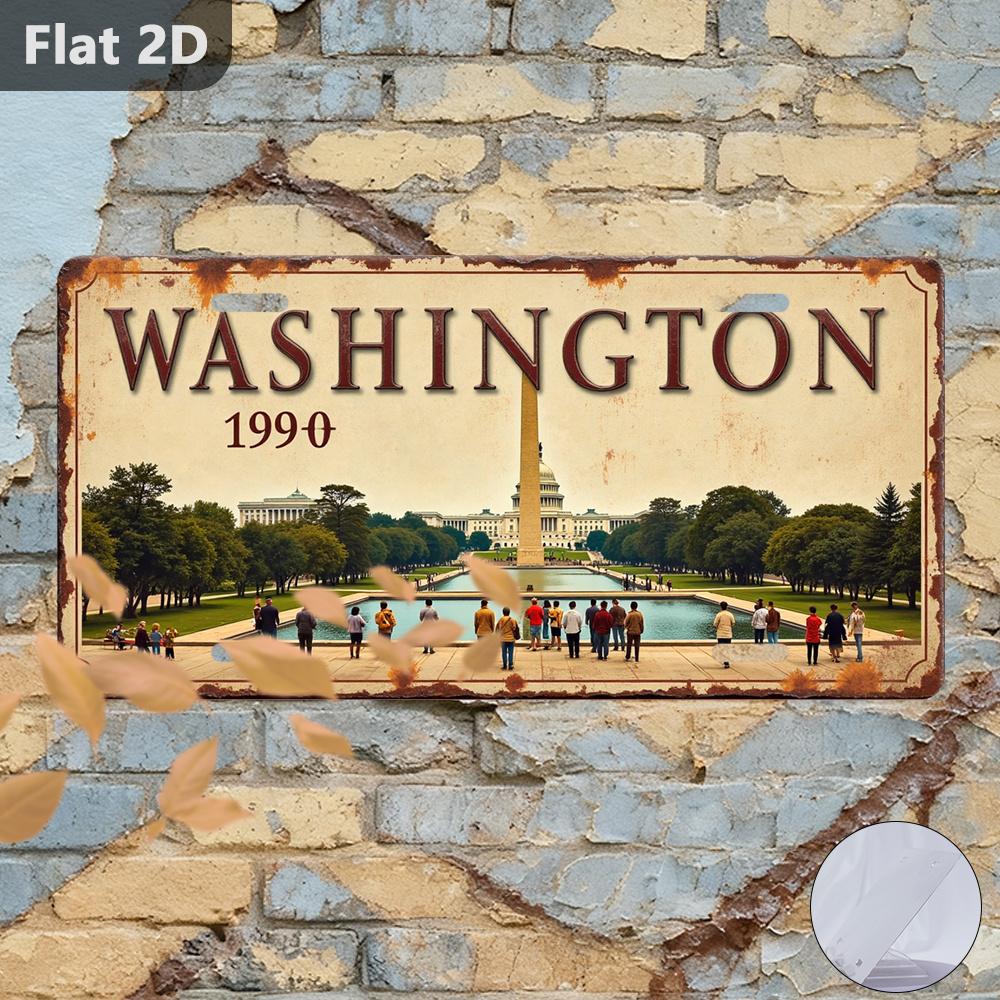 AL Sign Vintage Durable Metal Plaque Wall Decor Washington National Mall Home Office Bar Man Cave Wall Art 15x30cm(5.9x7.8inch)