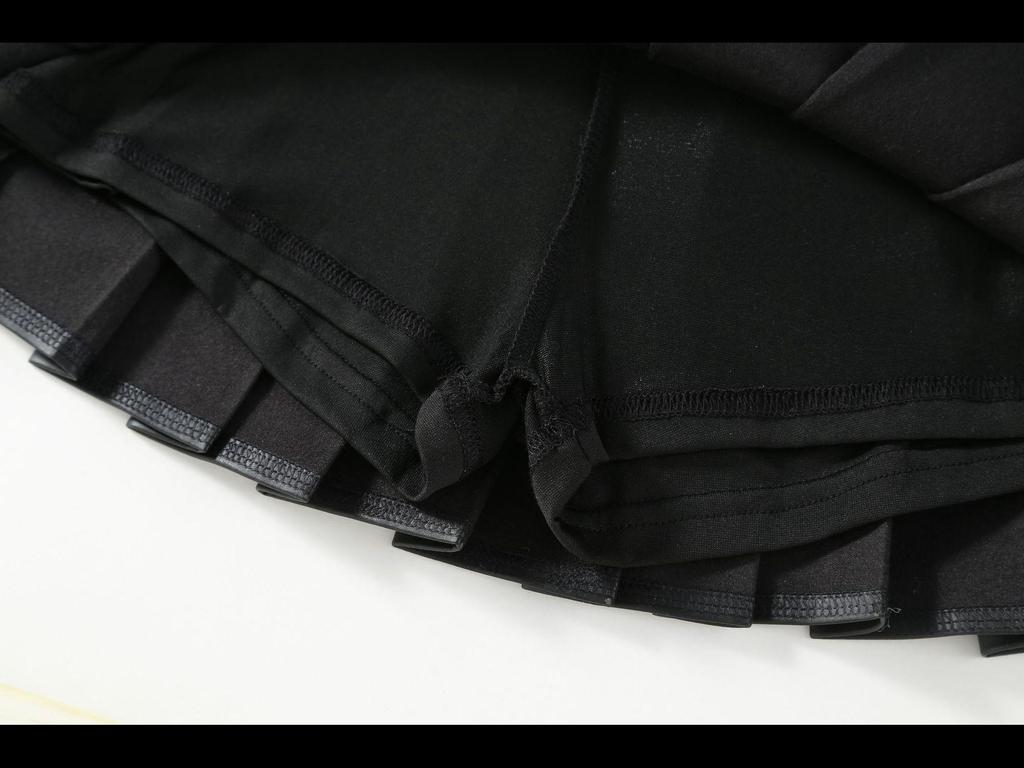 Mädchen-A-Linien-Rock aus schwarzem, plissiertem PU-Leder mit hoher Taille für Herbst und Winter