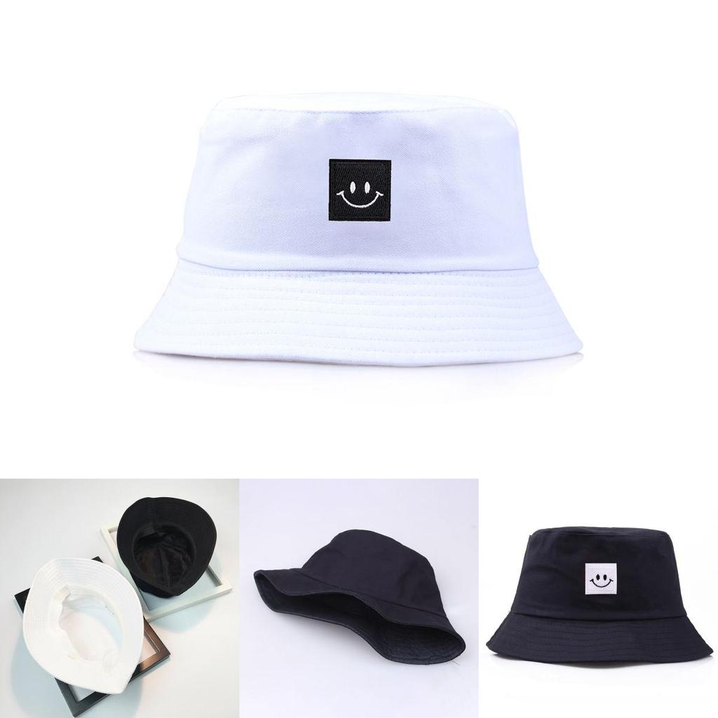 Smiley Face Patch Folding Fisherman Bucket Hat For Unisex Men And Women Outdoor Fun