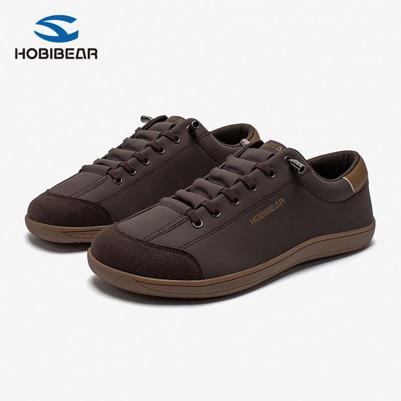 HOBIBEAR Men s Wide Toe PU Leather Barefoot Slip-On Casual Walking Shoes 36