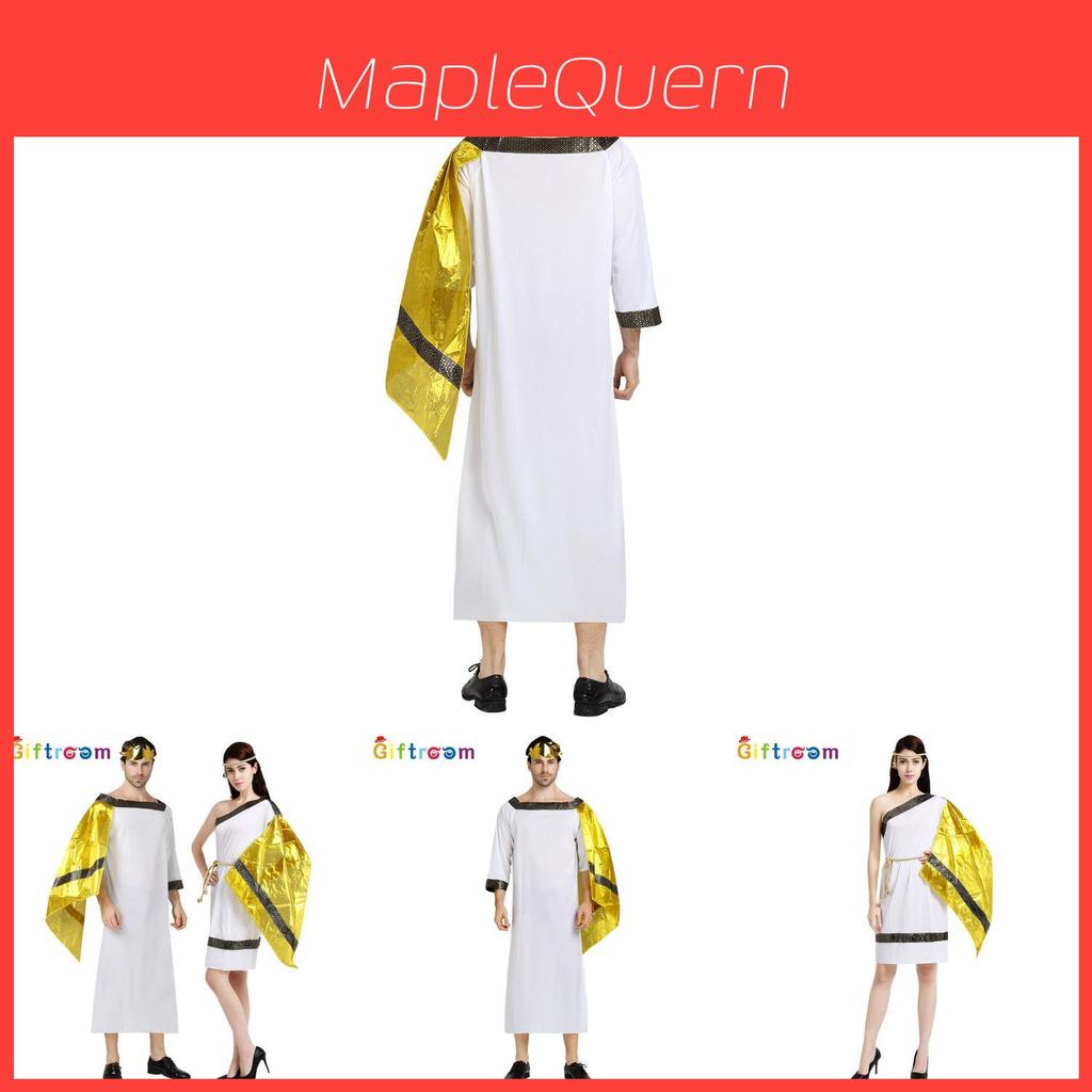 Elegant Halloween Costume Couple Outfit Egyptian Greek Gold Cloak For Stage Performances