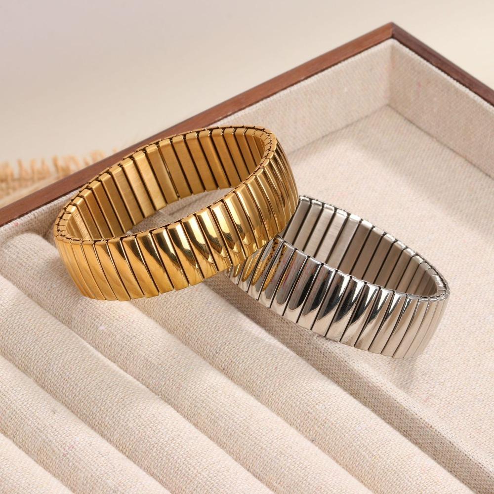 Elestic Titanium Steel Hand Chain Punk Vintage Bangle Fashion Stretch Watch Strap Bracelet  Unisex