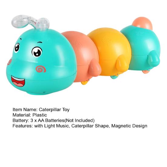 Electric Magnetic Caterpillar Toy with LED Light Music Toddlers Walking Caterpillar Toy Boys Girls Tummy Time Caterpillar Crawling Musical Toy