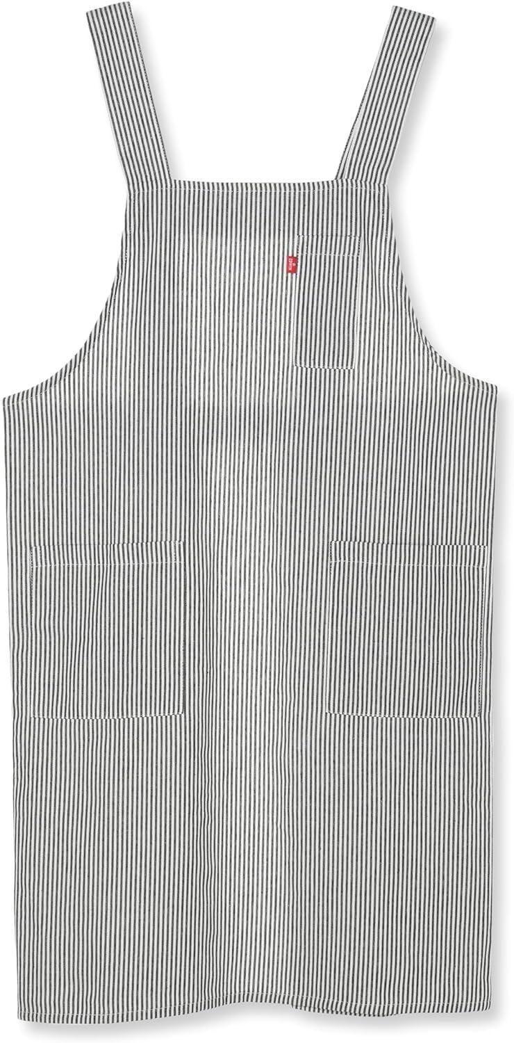 

Apron adjustable back waist button Hickory Both side pockets with pen holder Black L [Edwin] Two-level H-shaped