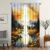 Country Sunset Pattern Curtains Polyester Fabric Suitable Bedroom Living Room Decoration Made Of Machine Washable Decor