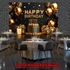 2D-Flachdesign, 1 Stück goldener Geburtstags-Kuchen-Ballon-Hintergrundbanner, geeignet für Fotografie, Abschlussfeiern, Hochzeiten