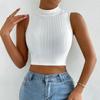 Foreign Trade Women's Clothing Pullover round Neck Sleeveless Midriff-Baring Short Vest Female Summer Outer Wear Inner Wear Micro Open Back Tops