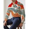 Fashion Long Sleeve Lapel Button Up Plus Size Shirt Men 3d Print Blouse