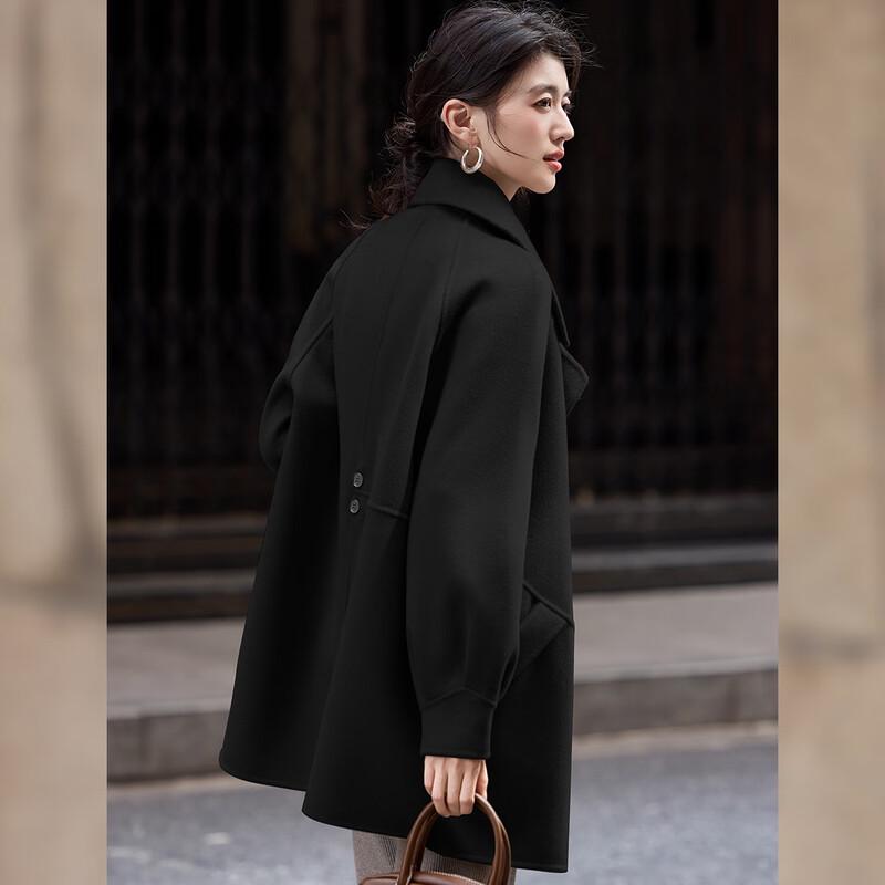 Damski dwustronny płaszcz Bailuyu z 100% wełny, średniej długości, z klapami