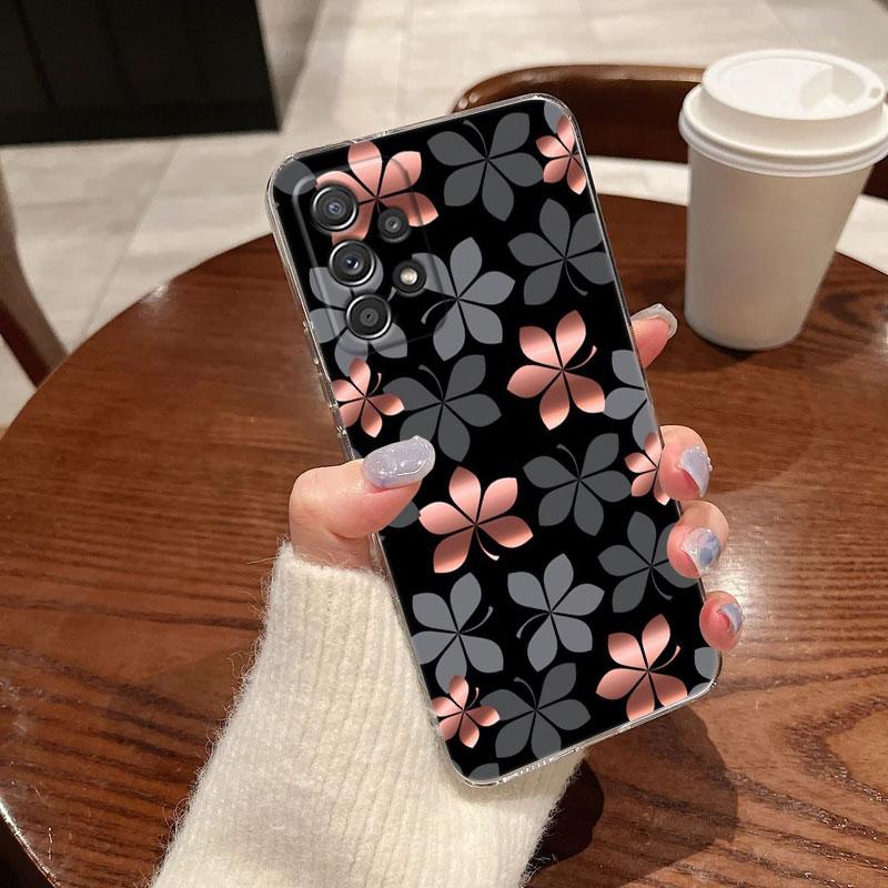 Glitter Hearts Love Grass Leaf Phone Case For Samsung Galaxy A56 A57 A37 A55 A54 A36 A35 A26 A25 A16 A17 A07 A52 A34 A53 Cover