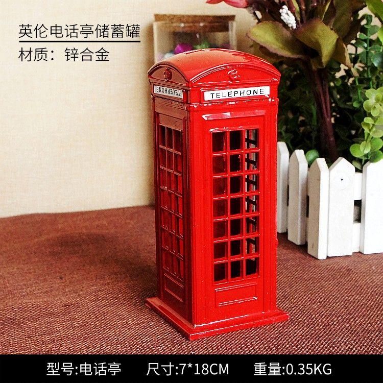 Salvadanaio Inghilterra Metallo UK Londra Souvenir Turistici Cabina Telefonica Rossa Artigianato Decorativo da Scrivania Decorazione Stanza Oggetti per Arredo Casa