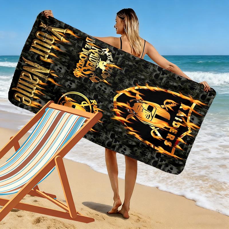 Name Custom Las Vegas Raiders Logo Print Beach Towel, Large Soft Quick Dry Towel for Beach Camping Swimming
