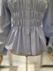 Satin Smoking Banding Long Sleeve Blouse S261k258