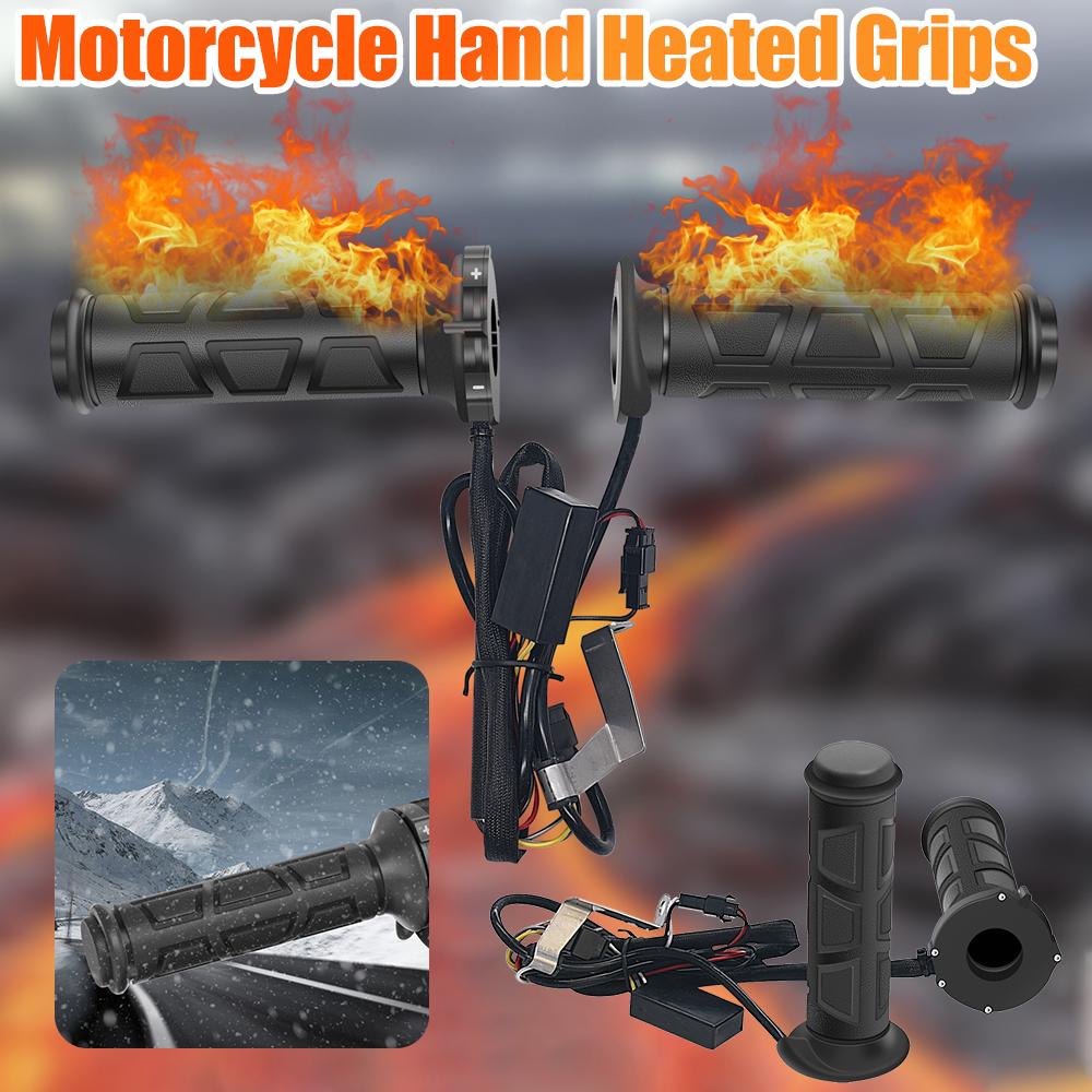 22mm Motorcycle Hand Heated Grips Waterproof Adjustable Hot Grip Handle Motorcycle Heating Handlebar Motorcycle Parts for Winter