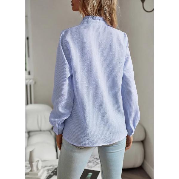 Cămașă Elegantă pentru Femei cu Mânecă Lungă, Drapată, Guler Înalt, Bluză pentru Birou, Cămăși Casual cu Nasturi, Tunici Harajuku, Topuri Simple de Stradă