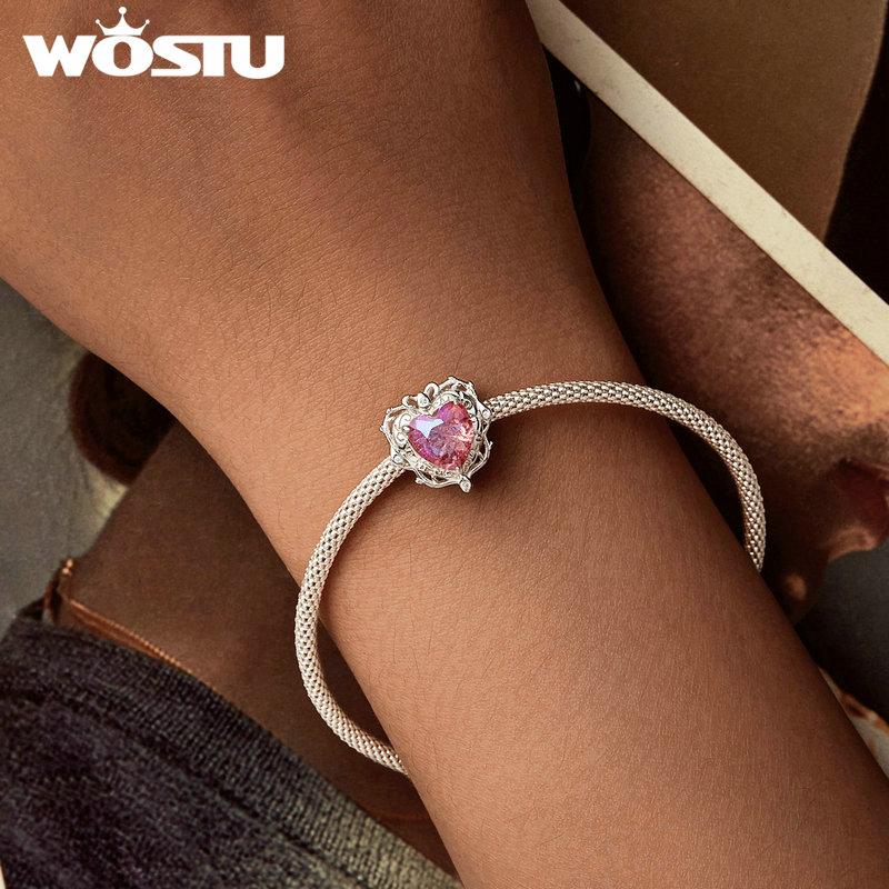 WOSTU 2024 neue 925 Sterling Silber Magic Castle Charm Perlen passen Charm Armband Schmuck DIY 925 Bamoer Charm Perlen