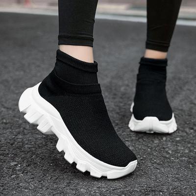 Herbst und Winter Neue Socken und Schuhe Fly Woven Sportliche Stiefeletten Damenstiefel Übergroße Socken und Schuhe