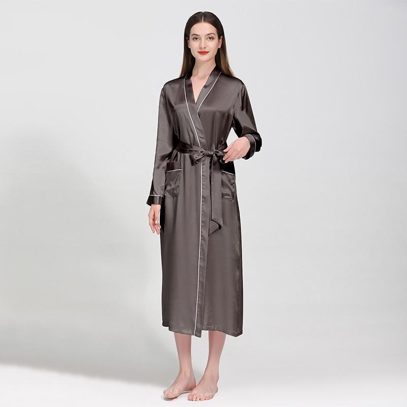 Mulberry Silk Long Wedding Bride Bridesmaid Robe Ladies Morning Dress Women Night Peniva Pure Silk Sexy Kimono Robe