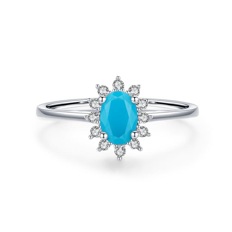 

925 Sterling Silver Classic Crown Champagne Zircon Finger Ring For Women Fashion Trquoise Wedding Engagement Jewelry Gift 5