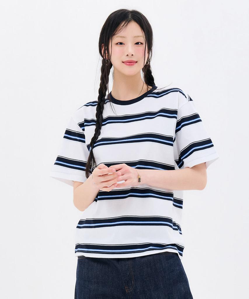 CHASECULT Unisex Big Multi Stripe Short Sleeve T-Shirt-Fbru5820D04