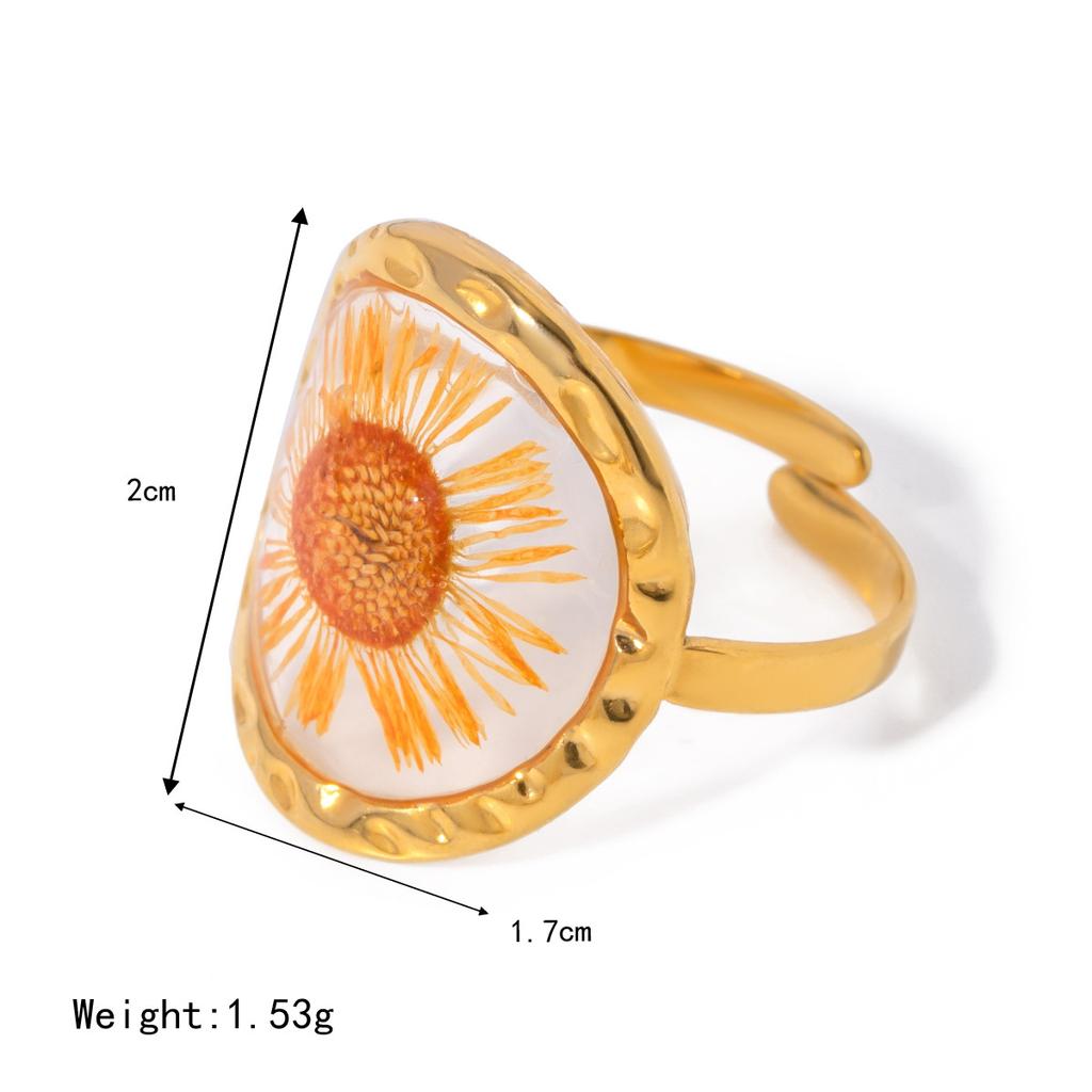 Yori Arrivals Eternal Flower Fashion Classic Open Ring 18K PVD Plated Clothing Accessories Waterproof Fashion Jewelry Gift