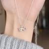 Simple Temperament Stainless Steel Sliver Color Bowknot Pendant Necklace for Women Exquisite Sweet Valentine's Day Jewelry Gift