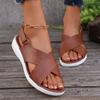 Women Platform Sandals 2026 New Summer Simple Solid Color Wedge Comfortable Sandals Daily Outdoor Comfortable Shoes for Woman