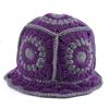 Korean Style Knitted Fisherman Hat Fleece thread Bucket Hat Retro Flower Sun Hat  Student