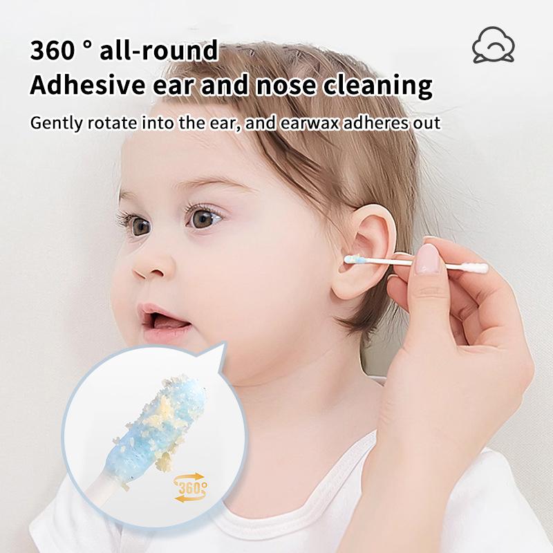 New 50Pcs/Bag Sticky Ear Stick For Baby Disposable Adhesive Spiral Ear Pick Ear And Nose Cleaner EarWax Remover Adhesive Earpick