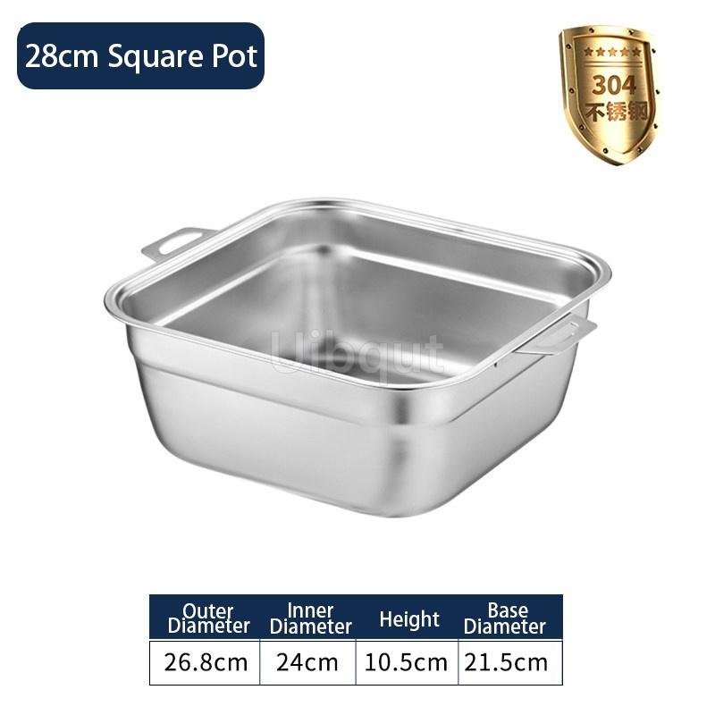 304 Stainless Steel Square Perforated Strainer Flat Bottom with Side Handles Colander for Washing Vegetables Marinating Tray