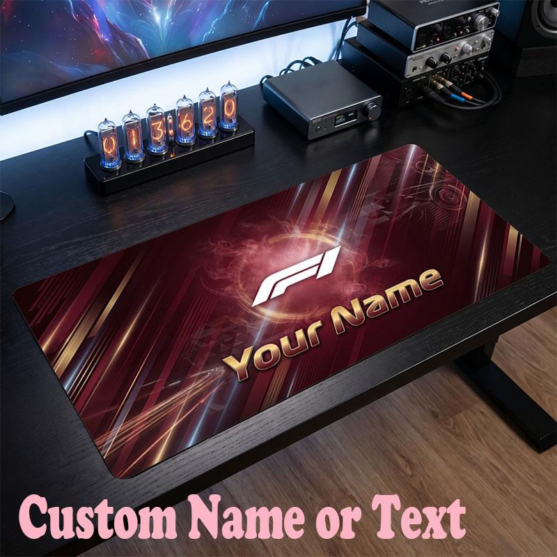 F1 Customized Name Text Mouse Pad, Large Desk Mouse Mat Personalized Home Office Present