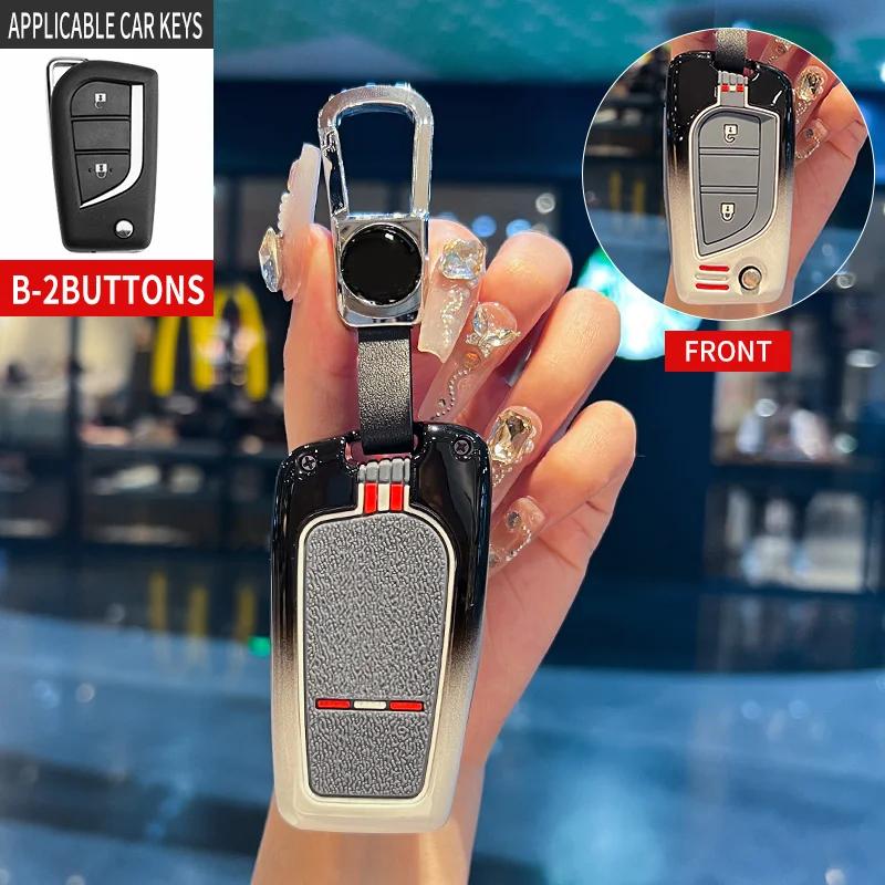 VCA2 Car Key Case For Toyota Prius Camry Corolla C-HR CHR RAV4 Prado Izoa Levin Avalon 2018 -2024 Car Shell Cover Alloy silica gel