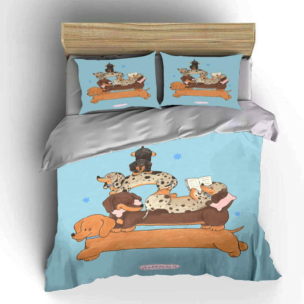 Dachshund Dogs Stack Design Bedding Duvet Cover Set Duvet Cover Pillowcases (1*Duvet Cover 2*Pillowcases, Without Duvet Insert)