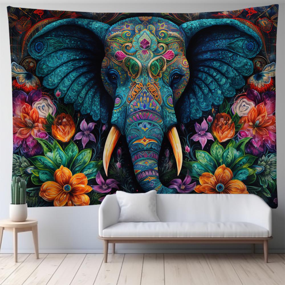 Elephant Series Room Tapestry: Animal Design Wall Hanging for Living Room Decor