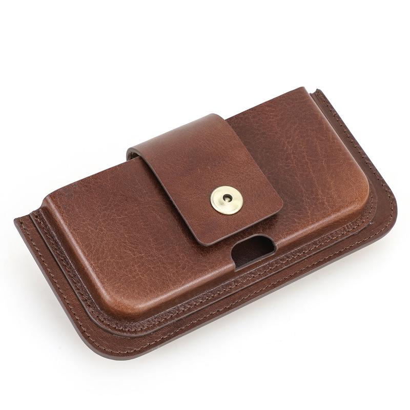 Black Angel Handmade Italian Lambskin Phone Bag with Buckle - 6.9 Genuine Leather Waist Pouch кофейный