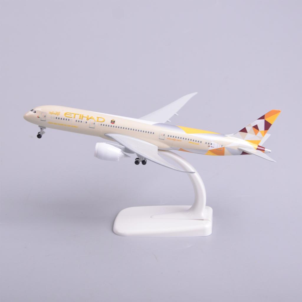 1/300 Scale 20cm Etihad B787 Diecast Metal Airplane Model Toy Kits with Stand for Collections Displays or Boy Gift