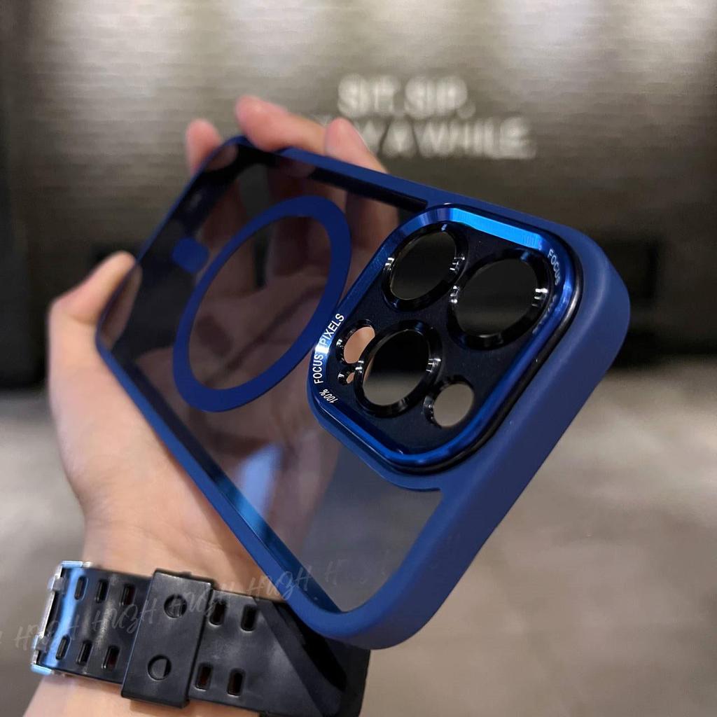 iPhone 16 Magnetic Transparent Case with Apple 15 Pro Metal Lens Film Protection