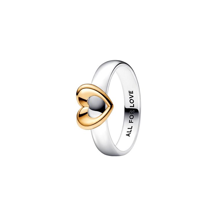 Pandora Moments Sparkling Two-Tone Sliding Heart Ring Women rings 162504C00 56