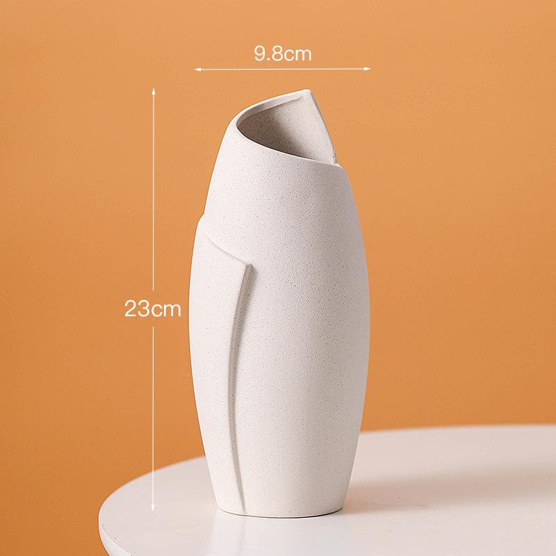Nordic Ceramic Plain Fired Minimalist Vase, Home Dining Table Living Room Bedroom, Office, Tabletop Decoration, Flower Ware, 1Pc